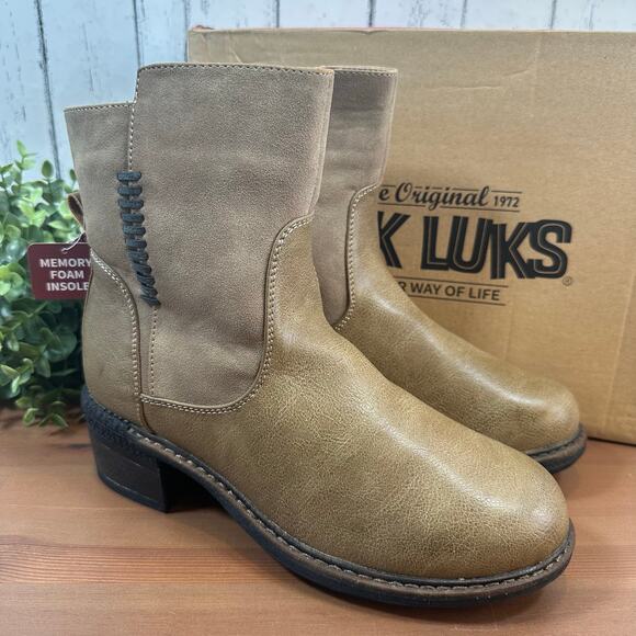 Muk Luks Womens Logger Niagara Taupe Boots Size 9 - Picture 2 of 10